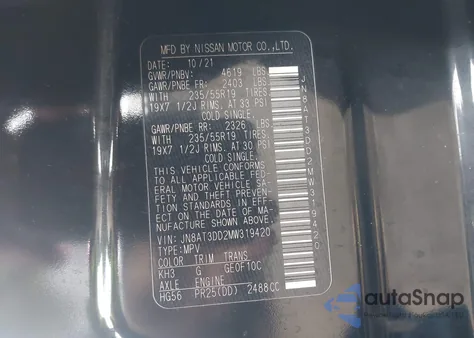 2021 Nissan Rogue Platinum Intelligent Awd from USA, damaged, VIN JN8AT3DD2MW319420